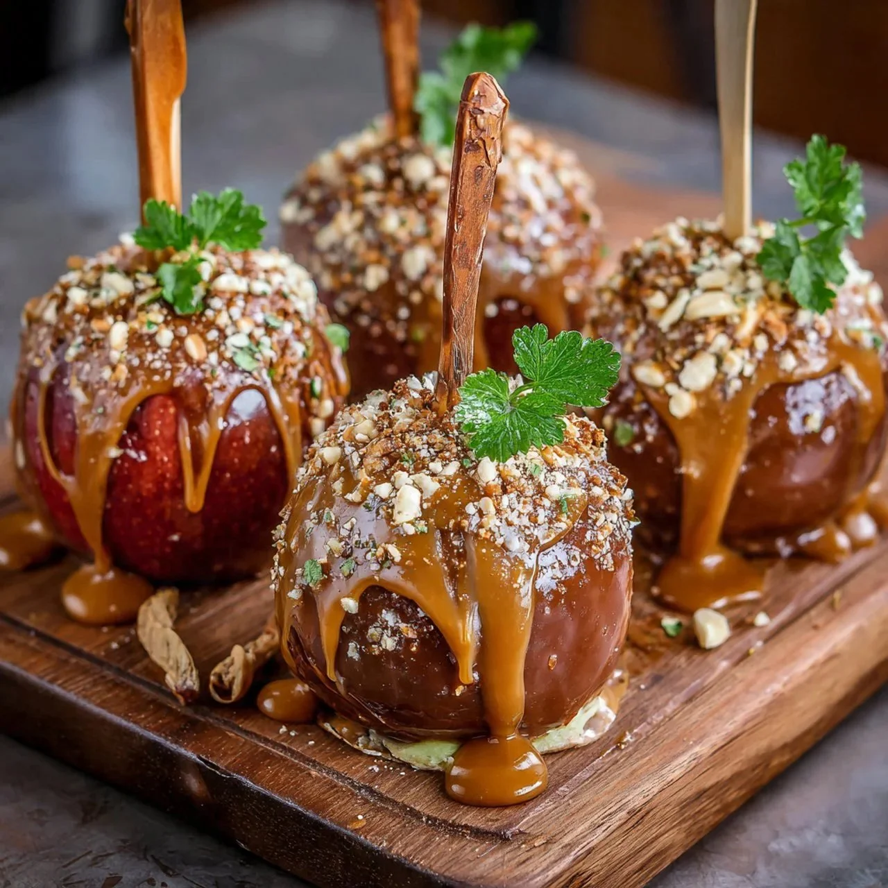 Delicious peanut butter caramel apple pops with a rich, creamy topping