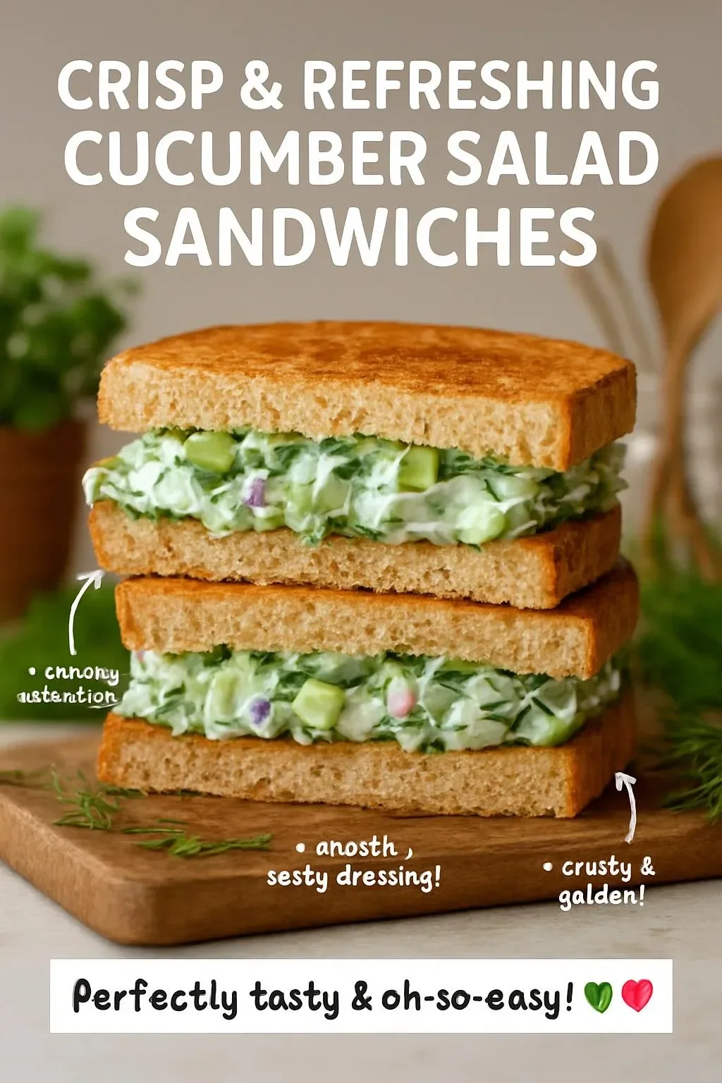 Quick cucumber salad sandwiches made with fresh vegetables and herbs.