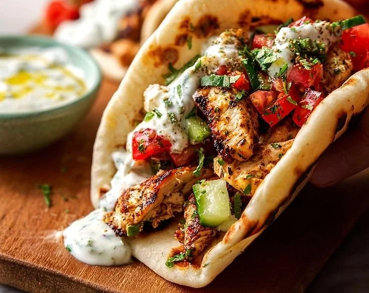 Delicious Quick Mediterranean Chicken Tacos with fresh ingredients