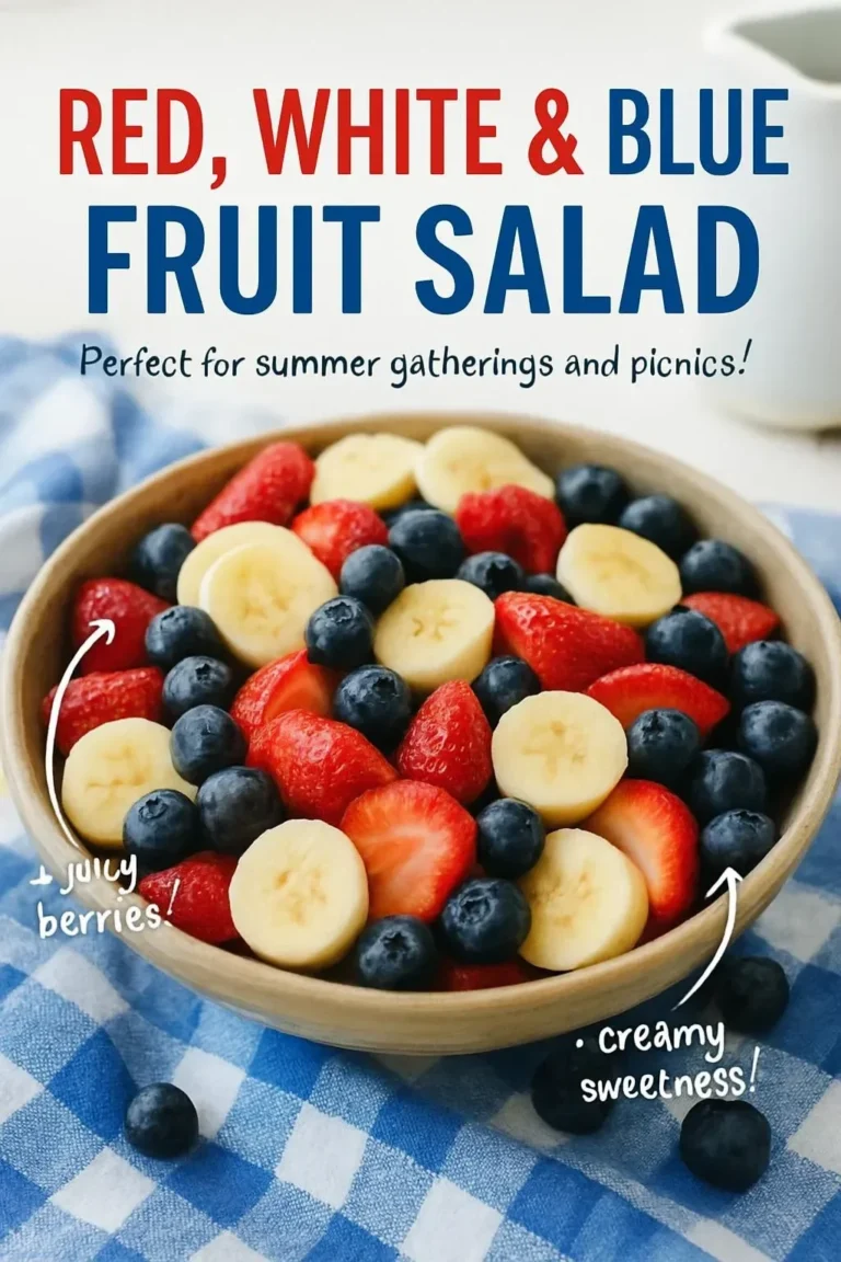Red, White, and Blue Fruit Salad made with fresh berries and fruits