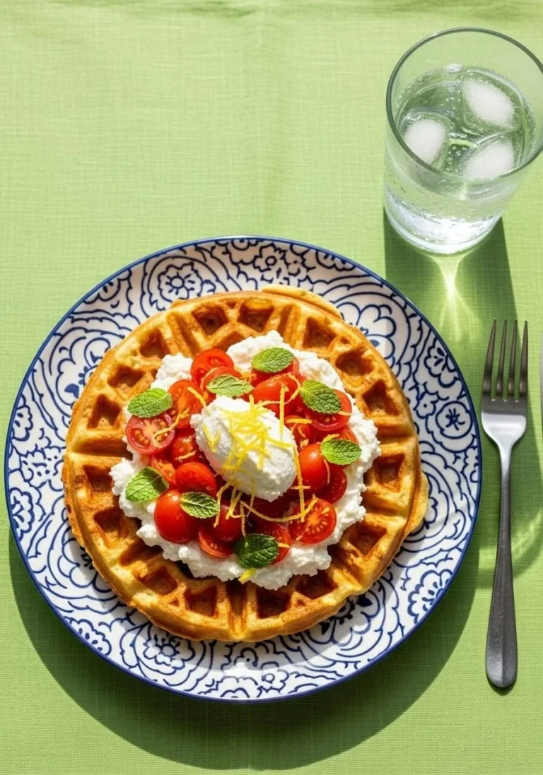 Savory Parmesan Waffles served with lemon ricotta topping