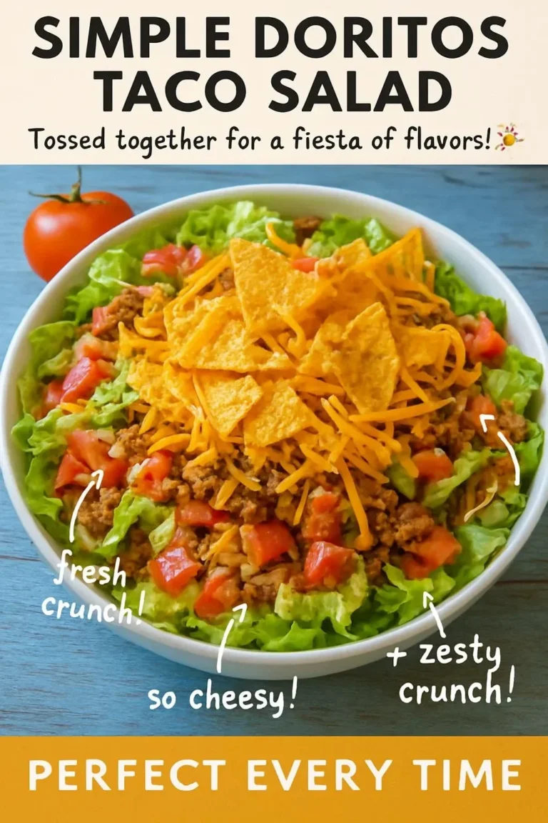 Bowl of simple Doritos Taco Salad with colorful ingredients and crunchy chips