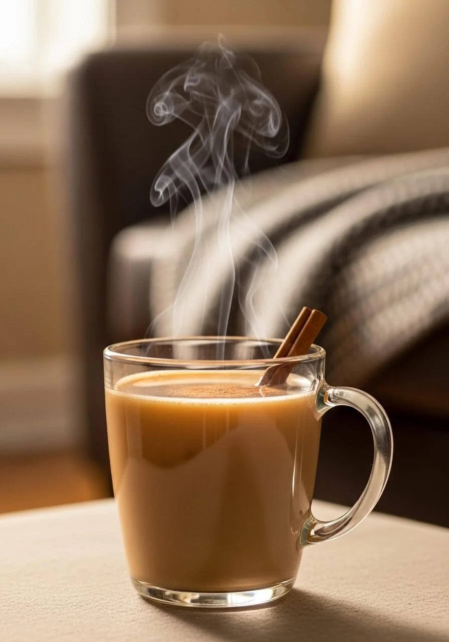 Slow-cooker chai tea simmering with spices and aroma.