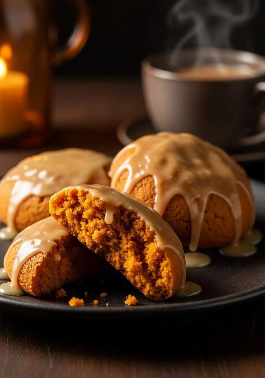 Soft sweet potato rum cookies on a plate, delicious and homemade.
