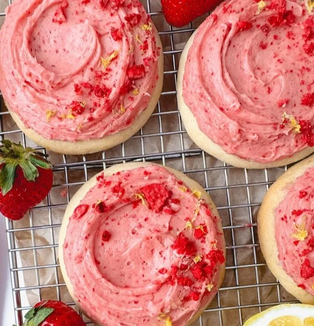 Delicious strawberry lemonade cookies with fresh strawberries and lemon zest