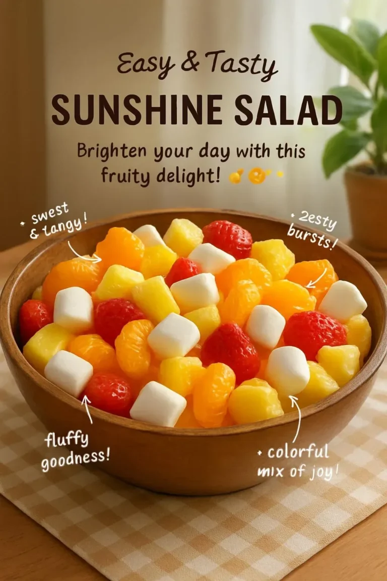 Fresh and colorful Sunshine Salad with fruits and vegetables, a healthy dish.