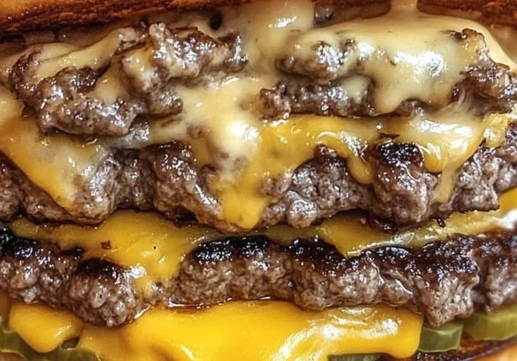 Delicious crack burgers served on a rustic wooden table