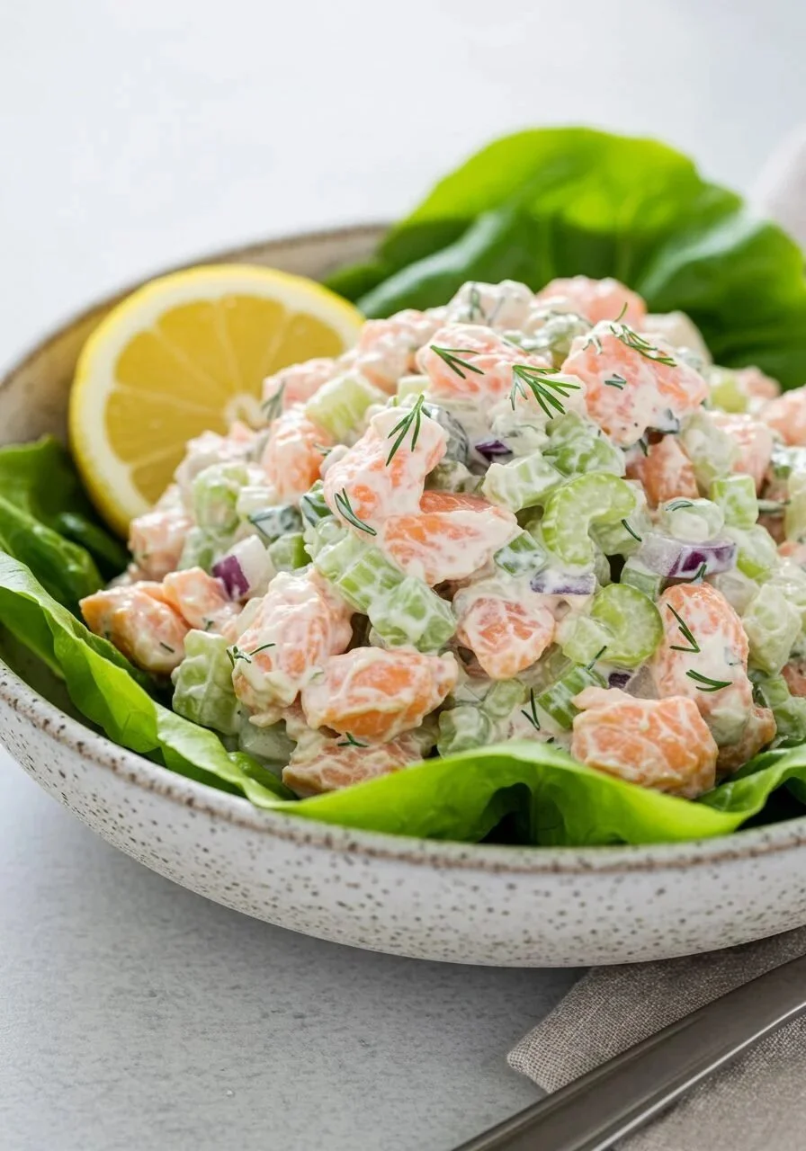 Quick and healthy 5-minute salmon salad recipe with fresh ingredients