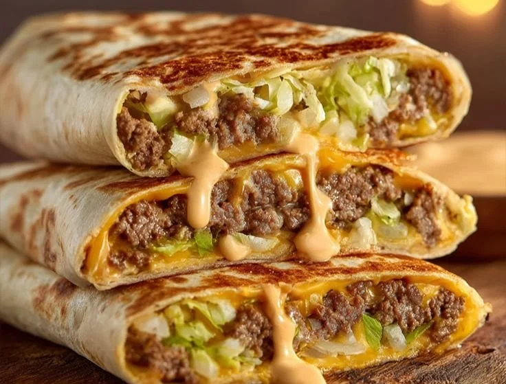 Homemade Big Mac Wrap filled with juicy ingredients and special sauce.