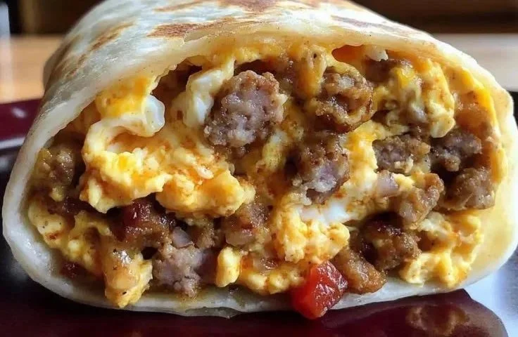 Delicious breakfast burritos filled with eggs and ingredients ready to enjoy