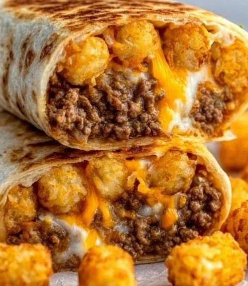 Cheesy Potato Burritos filled with creamy potatoes and cheese