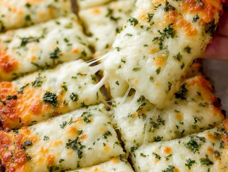 Delicious cheesy zucchini breadsticks ready to serve.