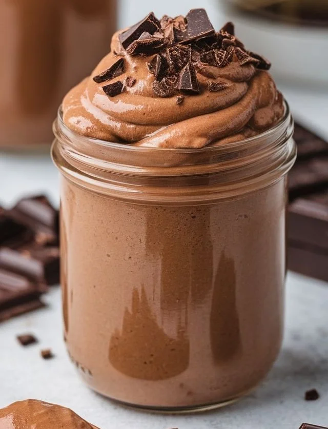 Delicious bowl of homemade chocolate pudding topped with whipped cream