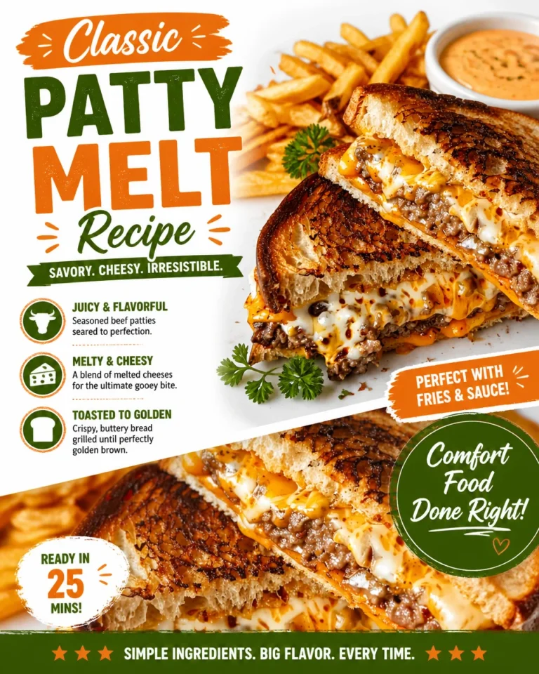 Delicious classic patty melt with beef, cheese, and grilled onions on toasted bread