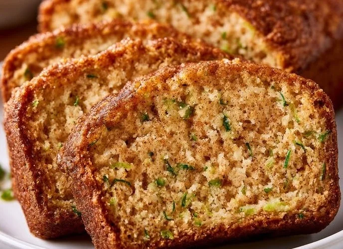 Sliced classic zucchini bread with melt-in-your-mouth texture