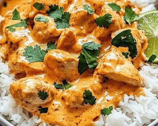 Coconut Chicken Rice Bowl topped with fresh herbs and served in a bowl