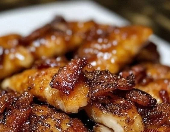 Delicious bacon brown sugar chicken tenders ready to be served