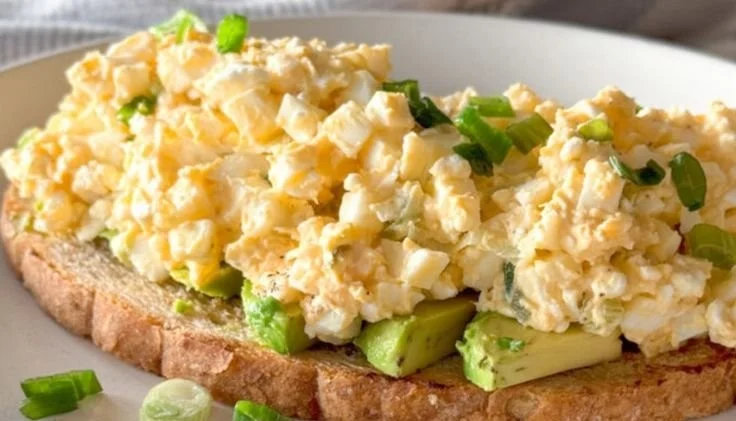 Egg salad with cottage cheese, a healthy mayo-free recipe.