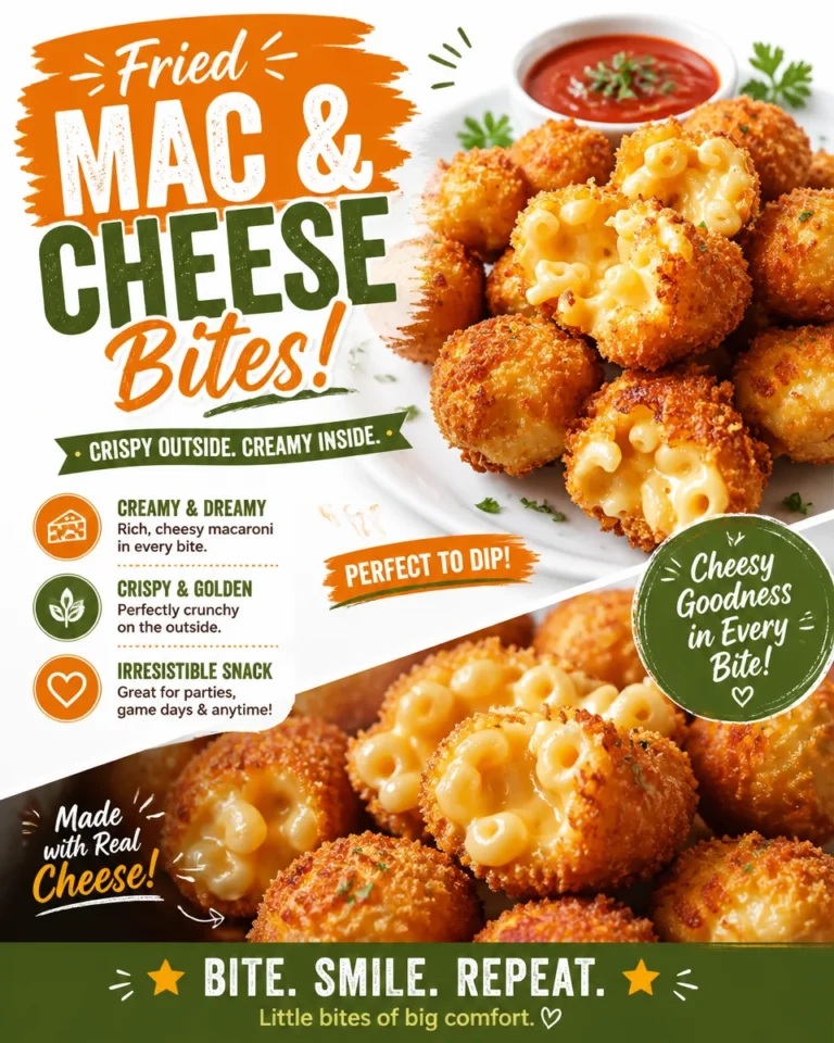 Plate of crispy fried mac and cheese bites served with dipping sauce.