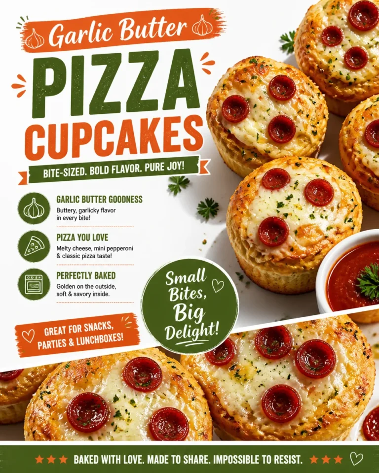 Garlic Butter Pizza Cupcakes topped with cheese and herbs