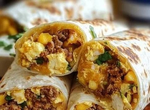Delicious high-protein breakfast burrito filled with eggs, beans, and veggies.