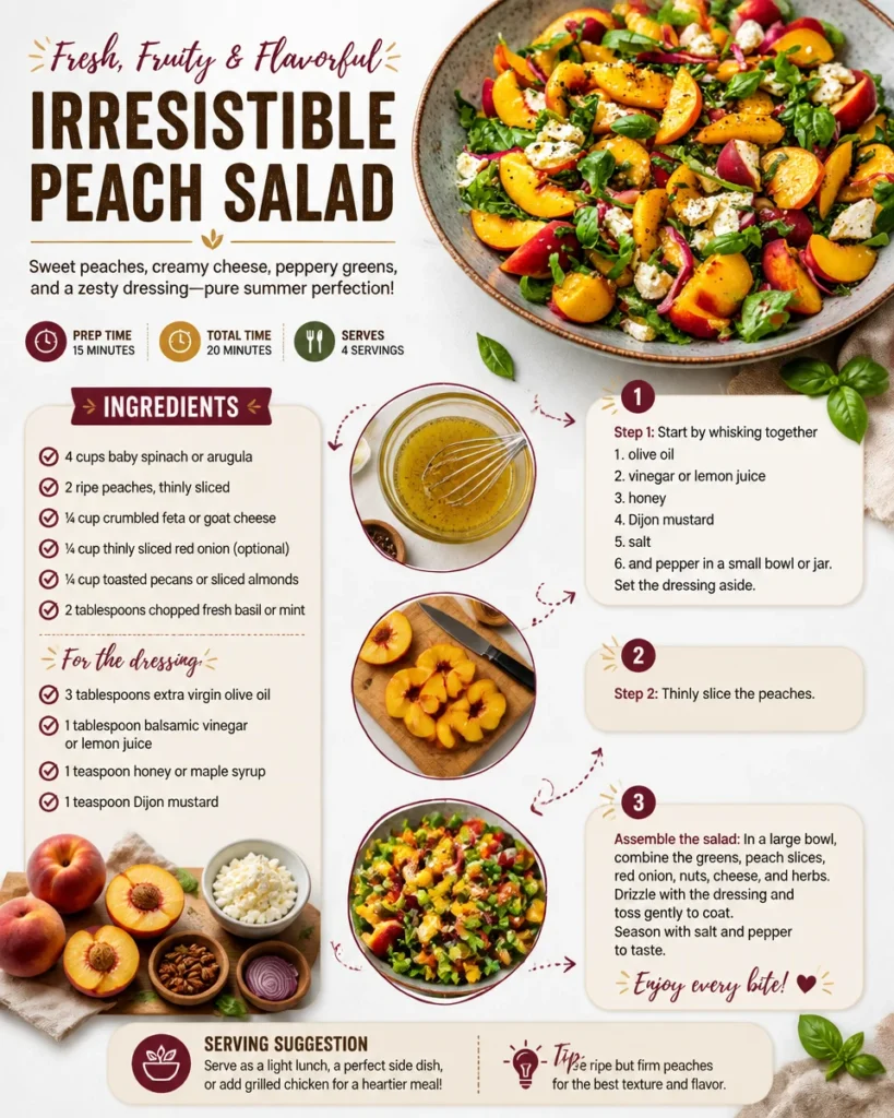 Irresistible peach salad with fresh ingredients and vibrant colors