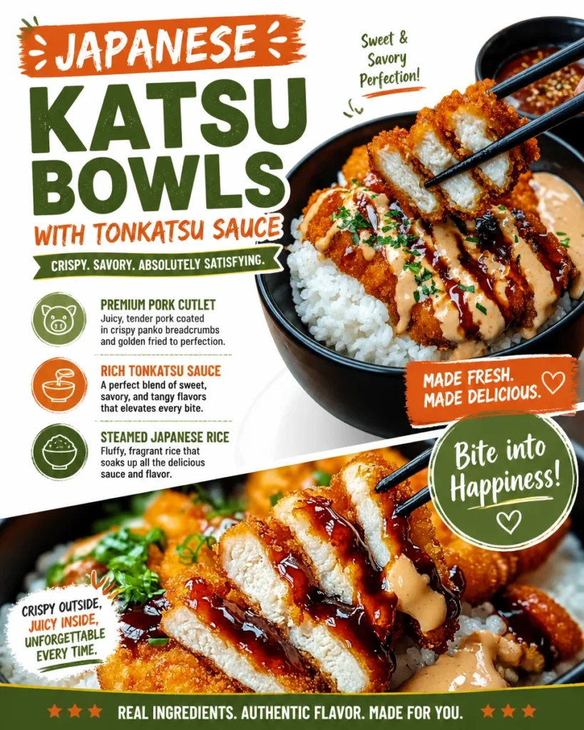 Japanese Katsu Bowl with Tonkatsu Sauce served in a traditional dish