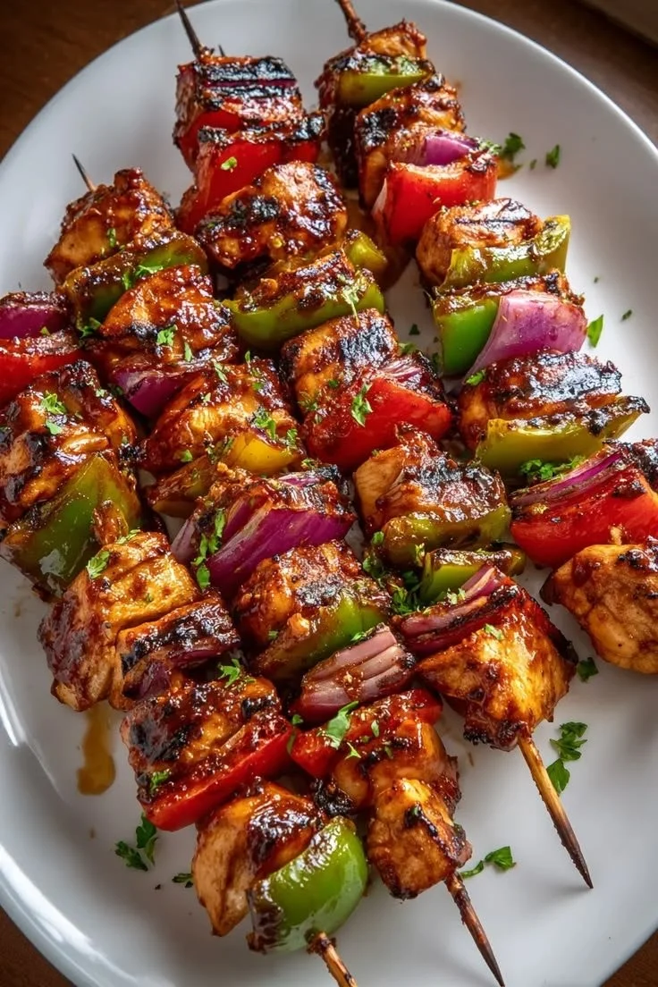 Delicious Mexican Barbecue Chicken Skewers ready for grilling.