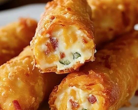 Mini Jalapeño Popper Egg Rolls ready to serve, a delicious appetizer.