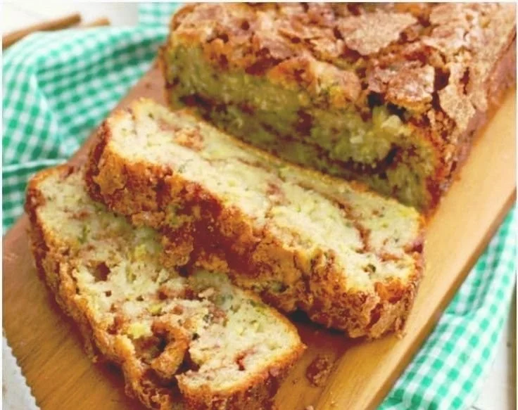 Moist cinnamon swirl zucchini bread loaf with a rich cinnamon swirl