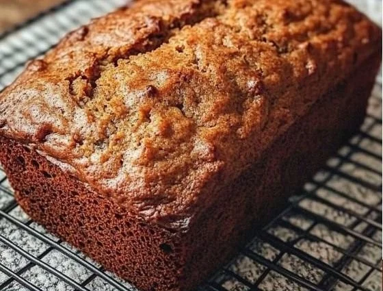 Loaf of moist old fashioned zucchini bread with slices cut and placed on a plate.
