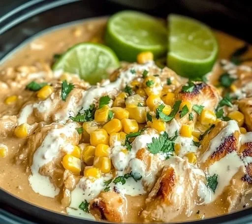 Savory slow-cooker chicken with street corn for a cozy meal