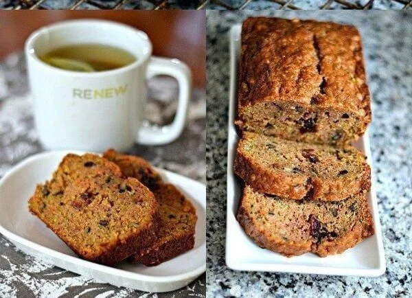 Loaf of spiced zucchini carrot bread fresh from the oven