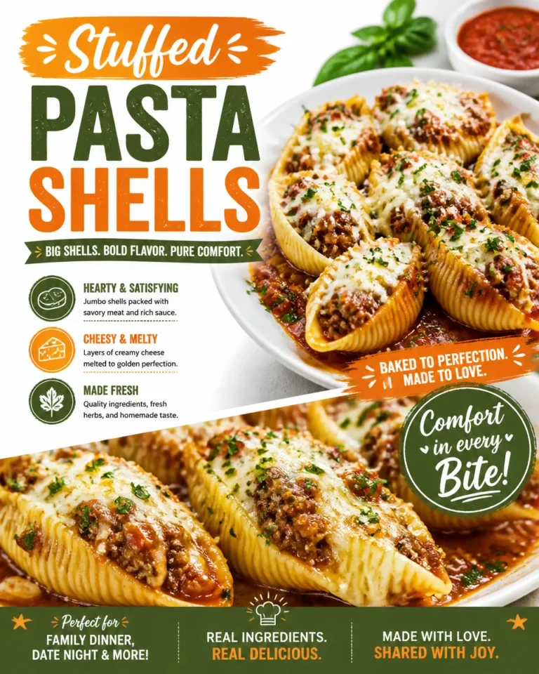 Delicious stuffed pasta shells filled with savory fillings ready for baking