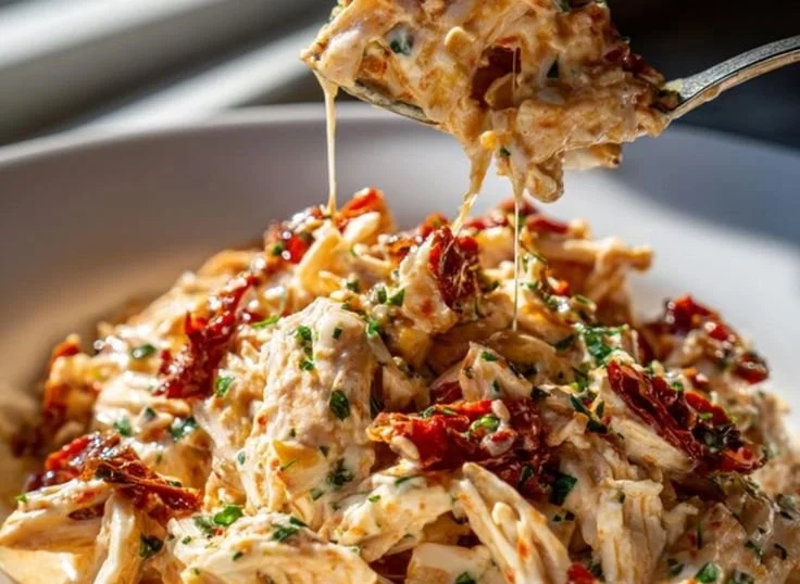 Creamy Crockpot Marry Me Chicken served on a plate with herbs