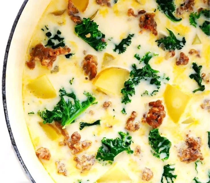 Delicious bowl of Tuscan soup with vegetables and herbs