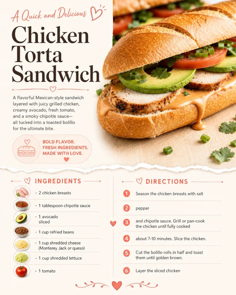 A delicious chicken torta sandwich served with fresh toppings and a side