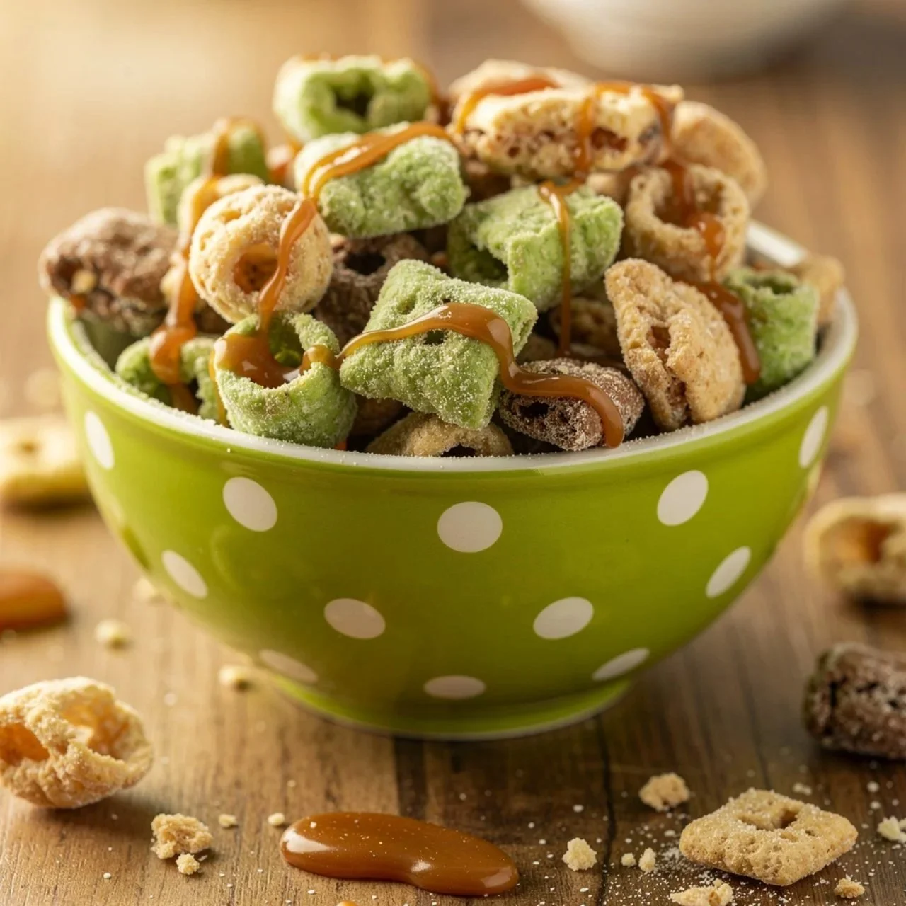 Bowl of Apple Cinnamon Puppy Chow for dogs with apples and cinnamon flavor