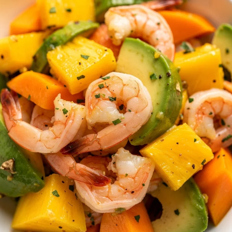 Avocado Mango Shrimp Salad with fresh ingredients