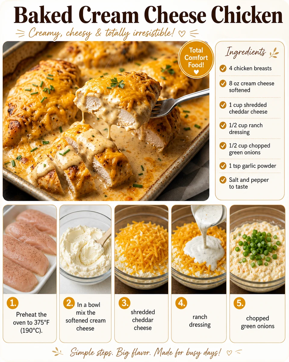 Baked Cream Cheese Chicken served on a plate with herbs and spices.