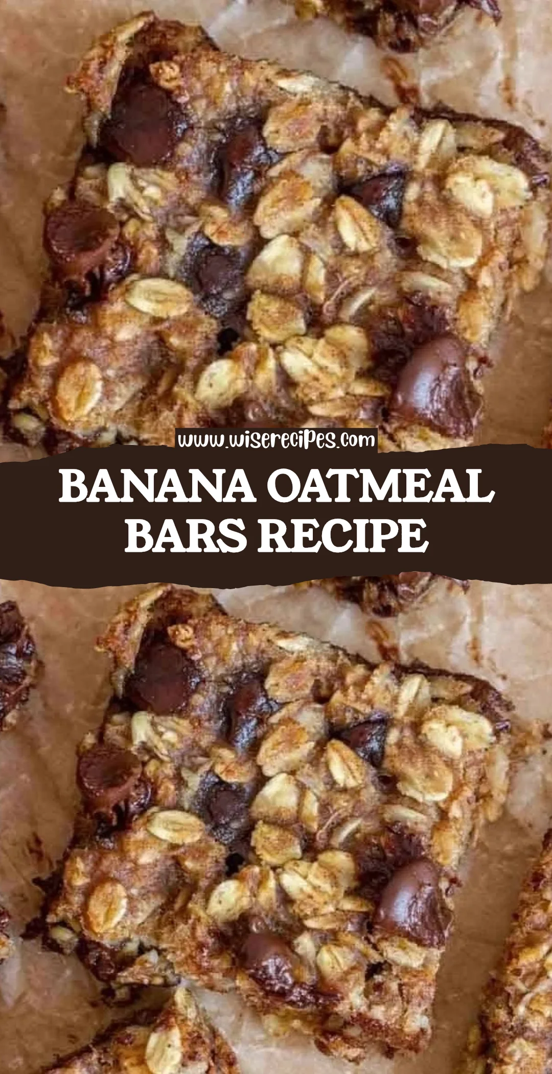 Delicious homemade banana oatmeal bars on a wooden table