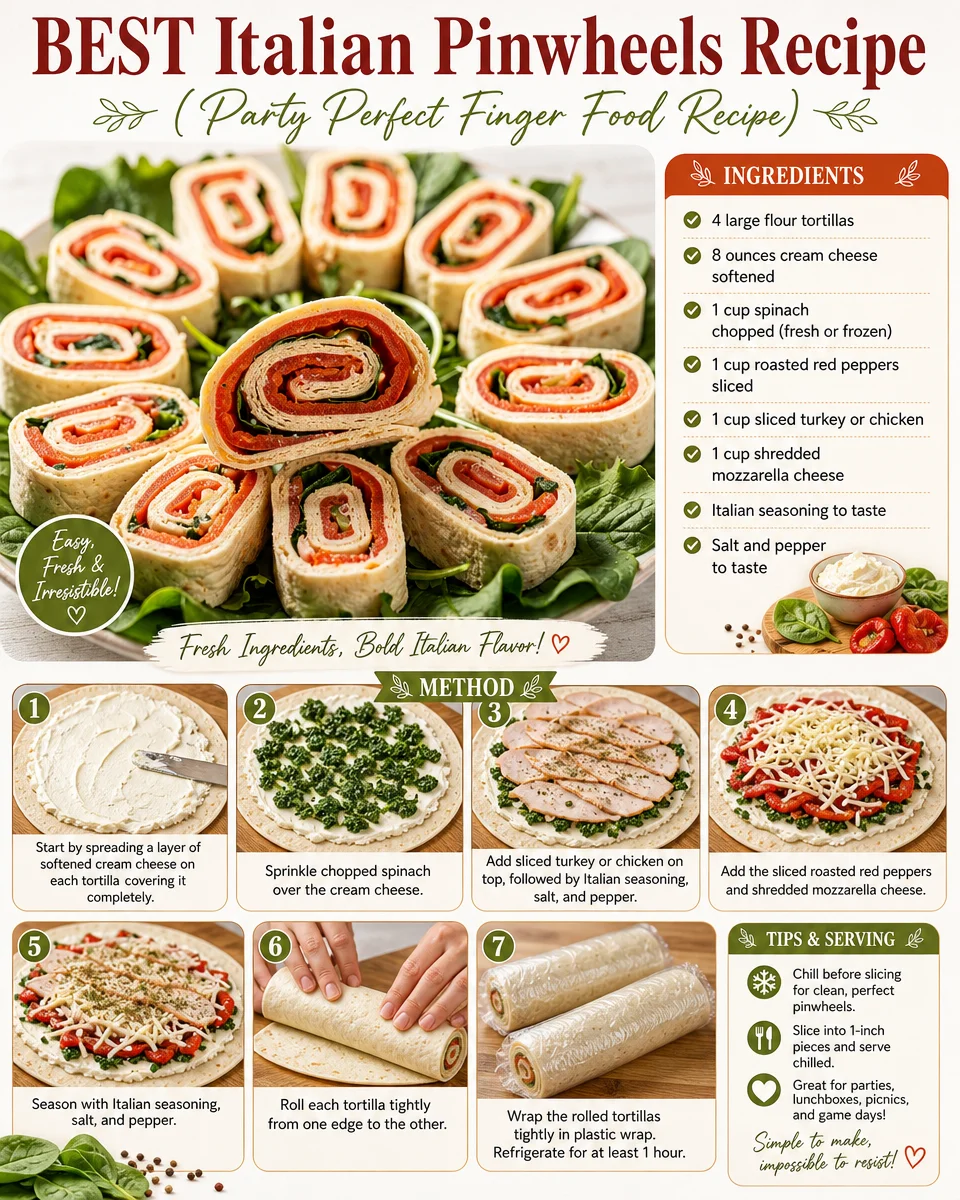 Delicious Italian pinwheels recipe perfect for parties and gatherings