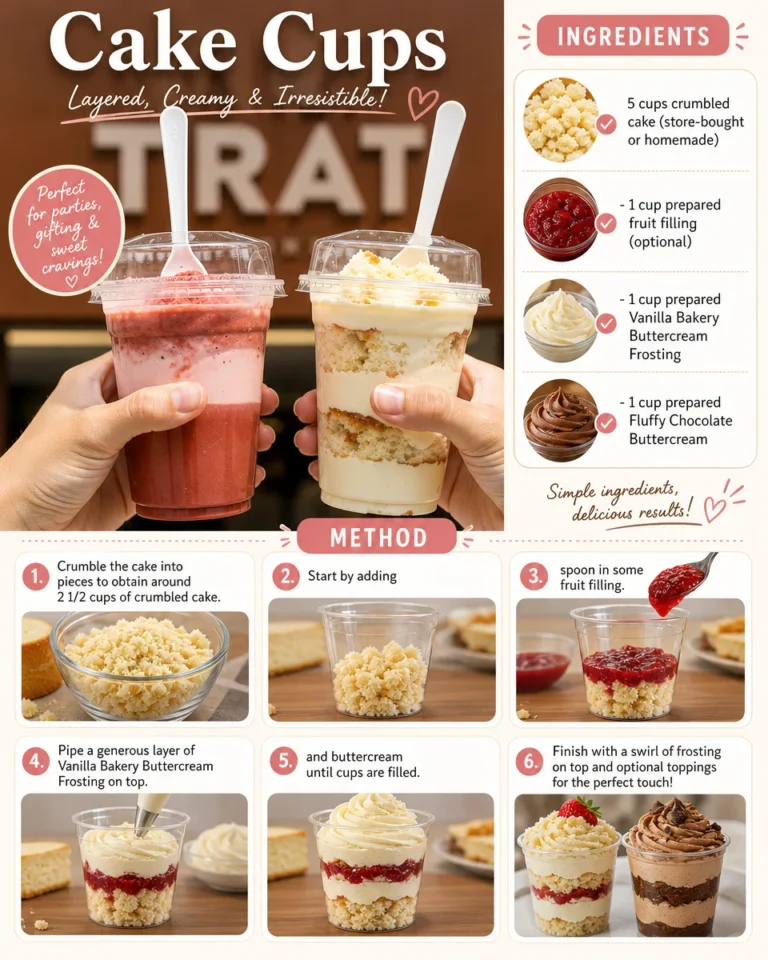 Delicious dessert cake cups displayed on a colorful table