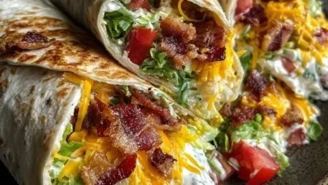 Cheesy bacon ranch wraps filled with crispy bacon and fresh ingredients