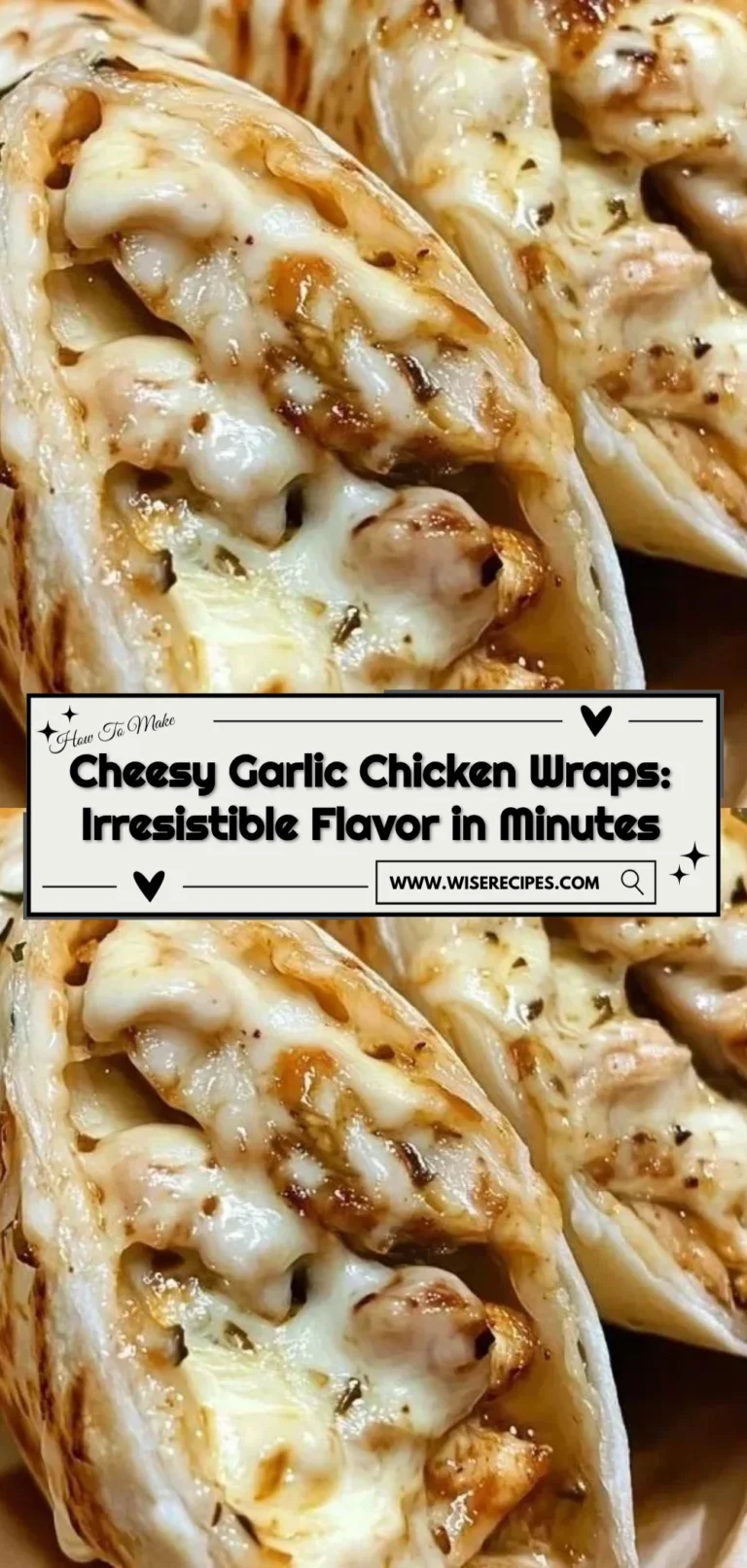 Cheesy Garlic Chicken Wraps with fresh ingredients ready to serve