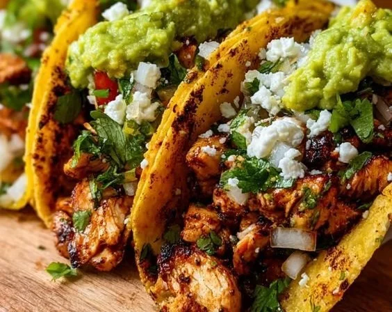 Delicious chicken street tacos served with fresh toppings