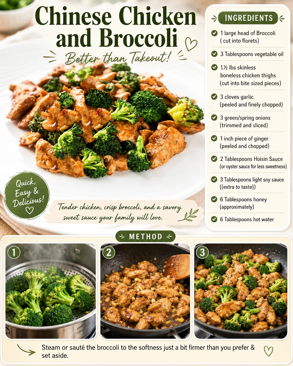 Chinese chicken and broccoli dish served with rice