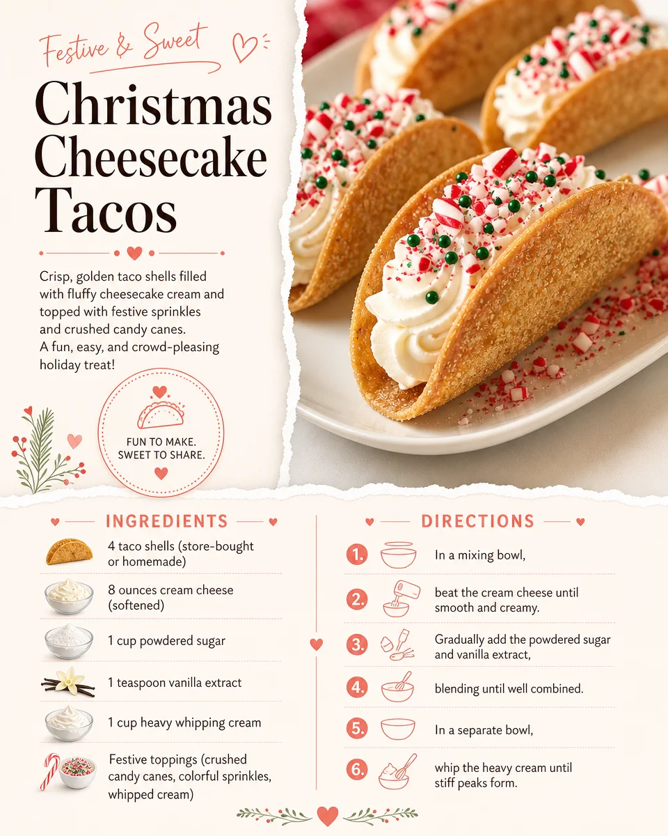 Delicious Christmas Cheesecake Tacos served with festive toppings