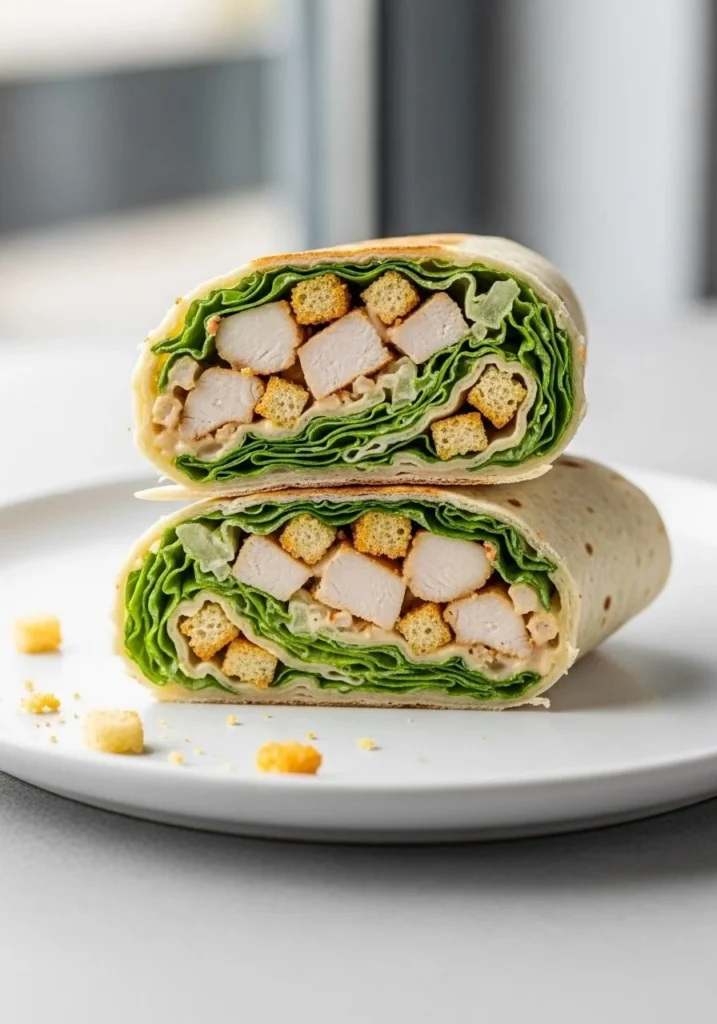 Delicious Chicken Caesar Wraps served on a plate for a quick meal option.