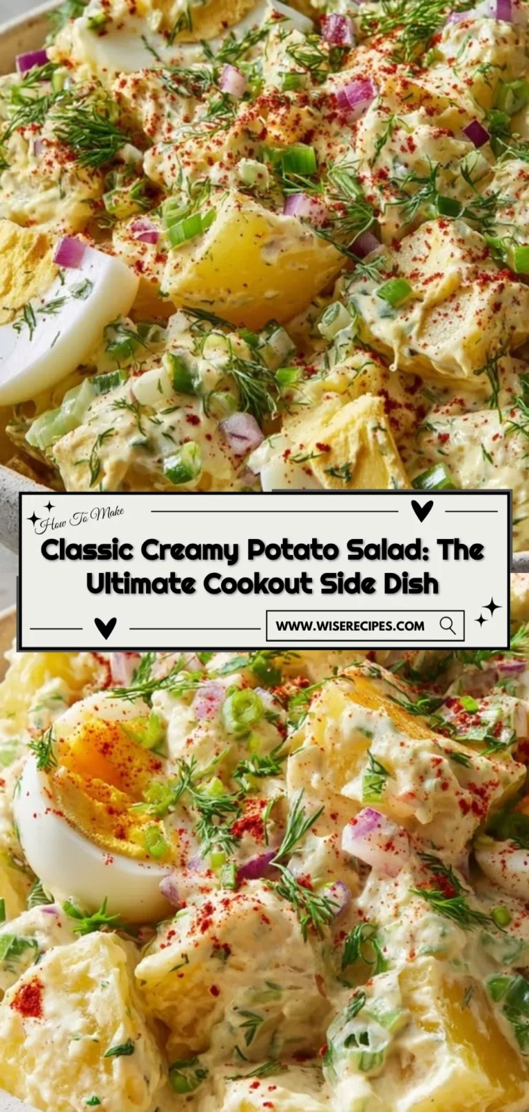 Classic creamy potato salad served in a bowl at a summer cookout